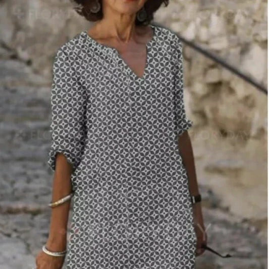 Vibrant mid-length dress with stylish sleeves in a variety of colors including yellow, red, and light green