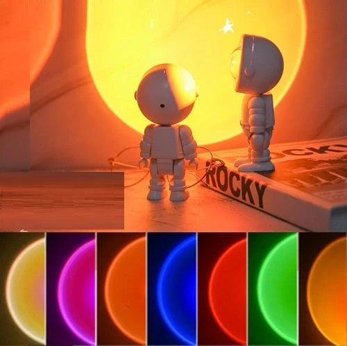 Rechargeable Astronaut Robot Rainbow Projection Sun Lamp with adjustable colours