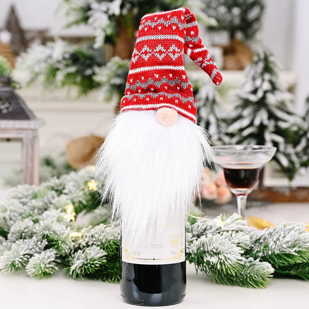 Festive Christmas wine bottle socks in vibrant colours, 14cm x 31cm
