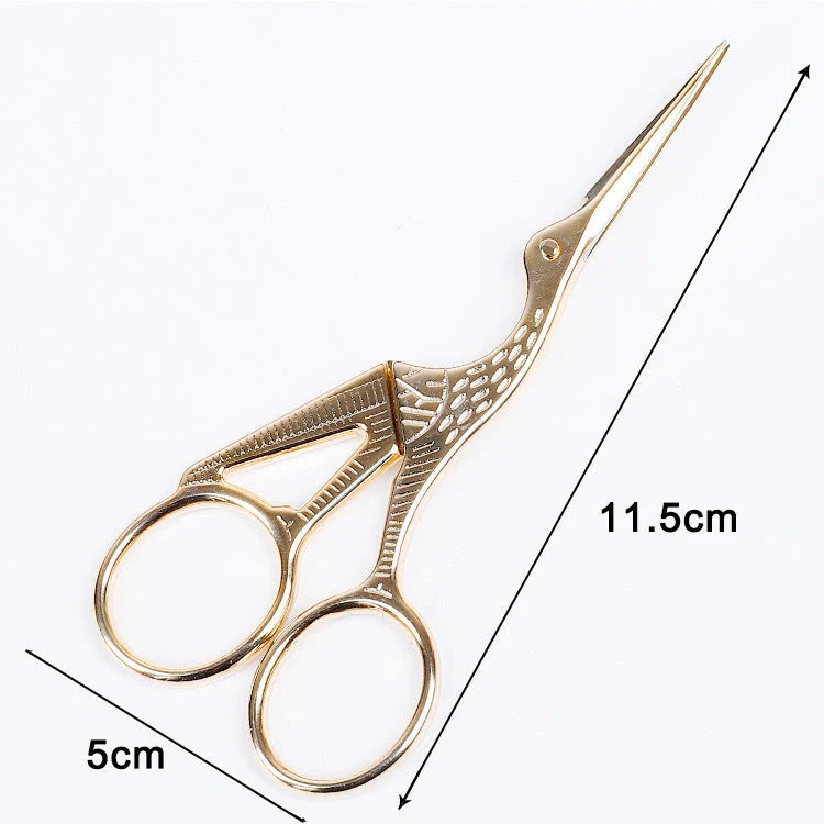 Elegant stainless steel crane embroidery scissors in various colors