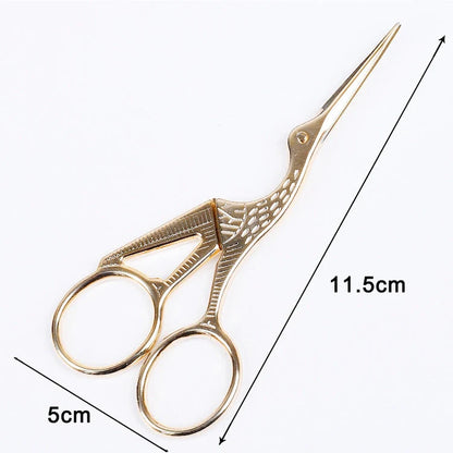 Elegant stainless steel crane embroidery scissors in various colors
