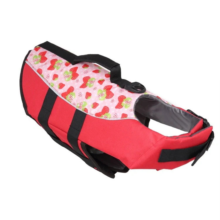 Adjustable mermaid shark design dog life vest for safe swimming, sizes XS to XL