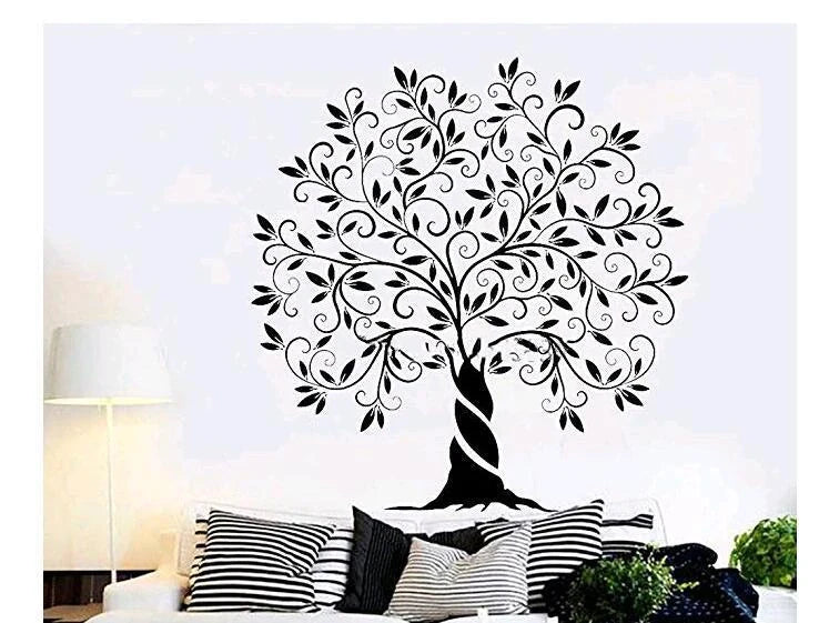 Tree of Life Removable Wall Sticker in black, perfect for living room decor