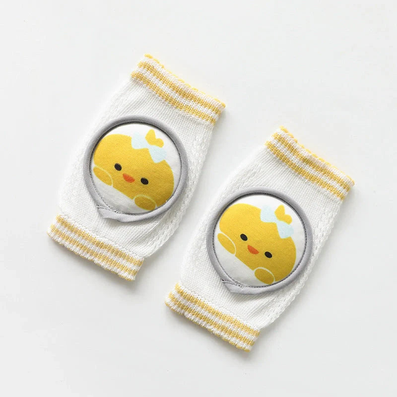 Children's breathable cotton knee pads with cartoon animal designs for crawling infants