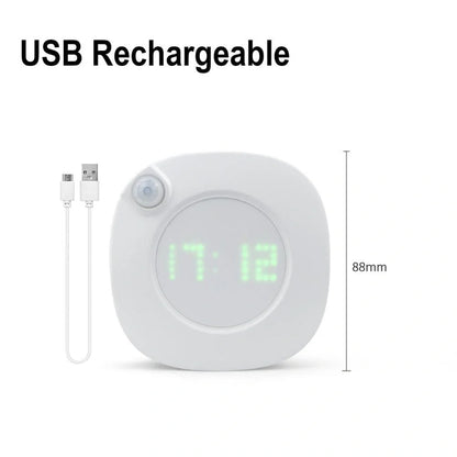 Mini Solid Colour Smart Time Human Body Sensor Light with rotary dimming and time display