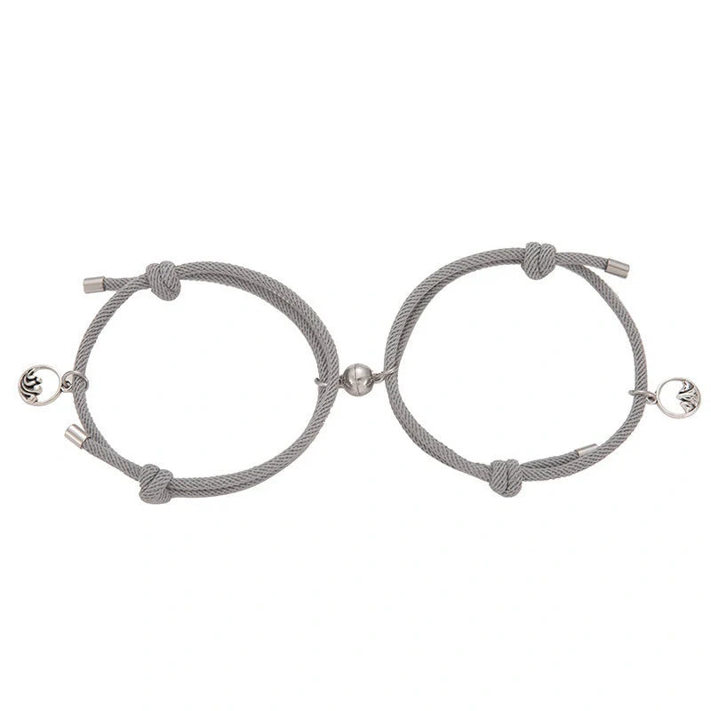 Magnetic Couple's Bracelet Set with adjustable alloy design, symbolising eternal love and connection.