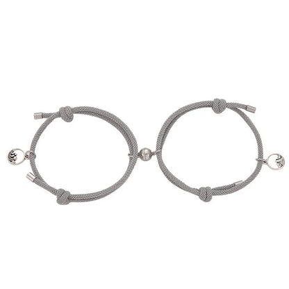 Magnetic Couple's Bracelet Set with adjustable alloy design, symbolising eternal love and connection.