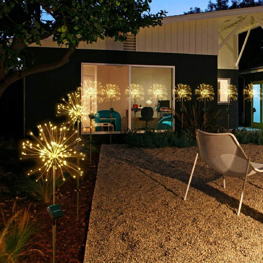 Radiant Solar-Powered Outdoor Fireworks Lights with dazzling LED display in various shapes and colours