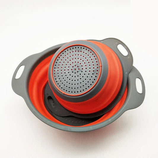 Premium collapsible silicone colander for rinsing, draining, and storing fruits and vegetables in the kitchen
