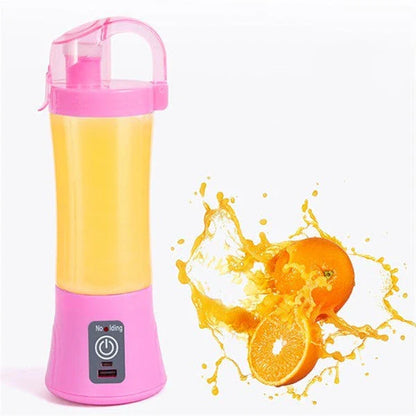 Portable USB Rechargeable Fruit Juicer Blender with 400mL Juice Cup in Blue, Pink, and Green Colors
