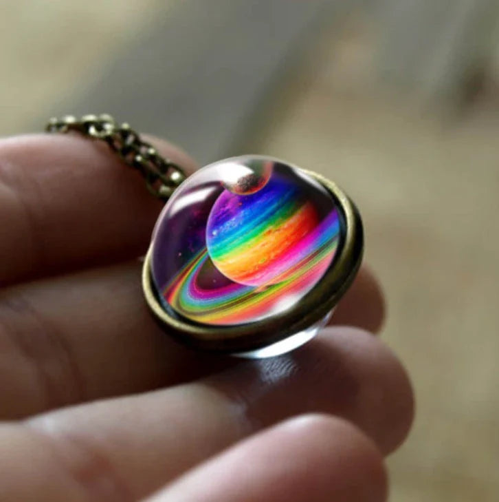Ethereal Nebula Galaxy Double-Sided Pendant Necklace with Captivating Celestial Patterns