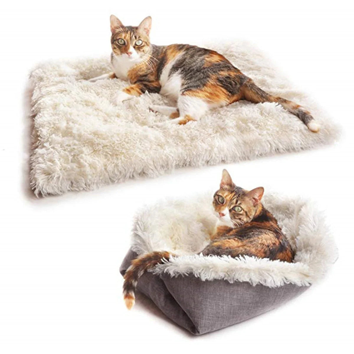 Foldable fleece pet bed mat for dogs and cats, soft warm sleep cushion