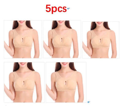 Supportive cotton sports bra with crossover design for lift and support, preventing sagging and bra lines
