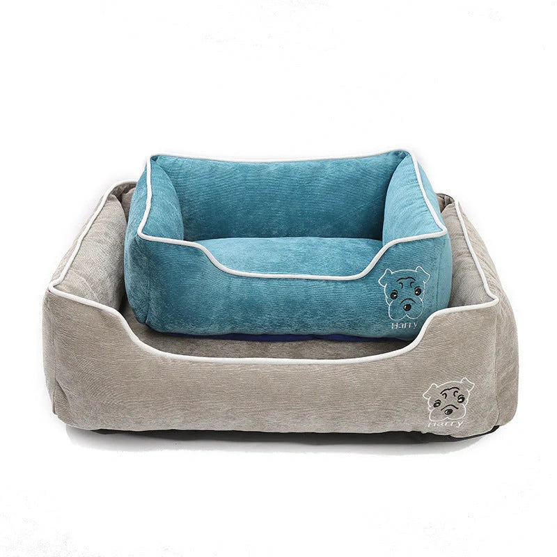 Durable corduroy bite-resistant pet kennel in various sizes and colours