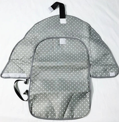 Portable diaper changing pad clutch with built-in toy ring, foldable design for easy transport