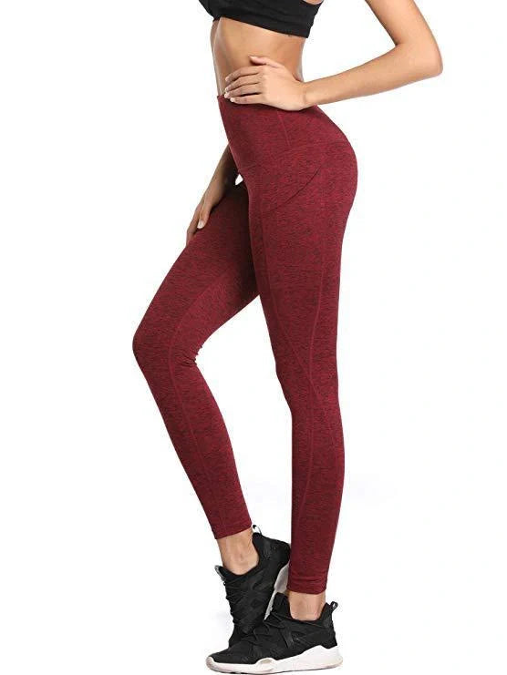 Women's lightweight mesh yoga pants with pockets in various colours