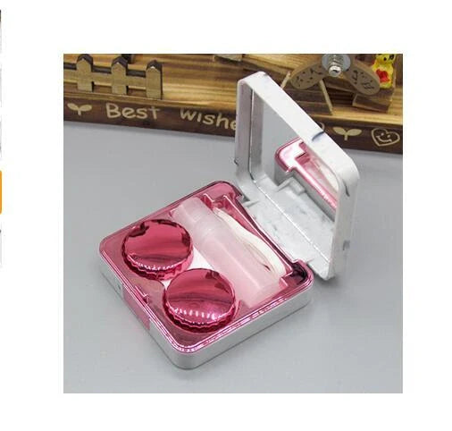 Square marble design contact lens case with mirror and accessories