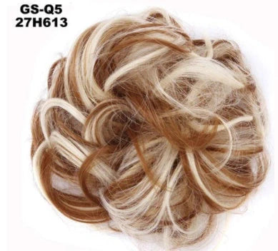 Synthetic wavy curly messy hair bun for women, 12cm diameter, high temperature wire