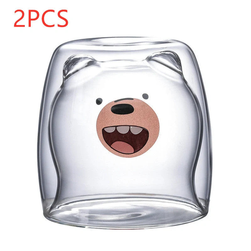 3D double-layer panda cup with skull design and festive inner Christmas tree