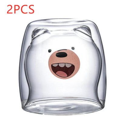 3D double-layer panda cup with skull design and festive inner Christmas tree
