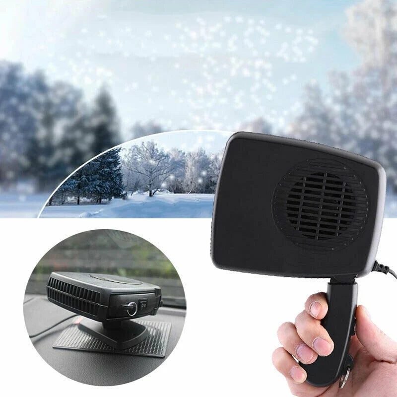 Portable car heater and fan with dual air modes for 12V/24V vehicles