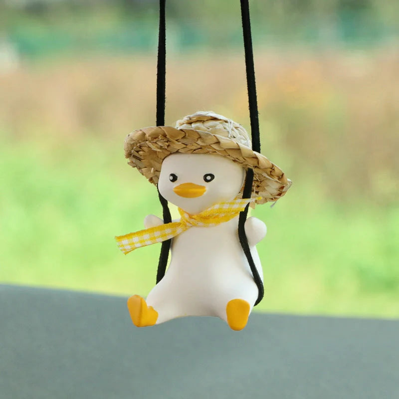 Cute anime little duck swing car pendant for rearview mirror decoration