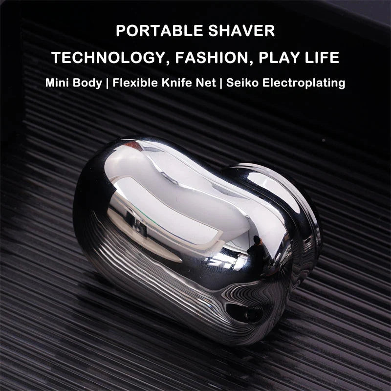 Mini Portable USB Rechargeable Electric Shaver for Men in black, blue, green, and silver