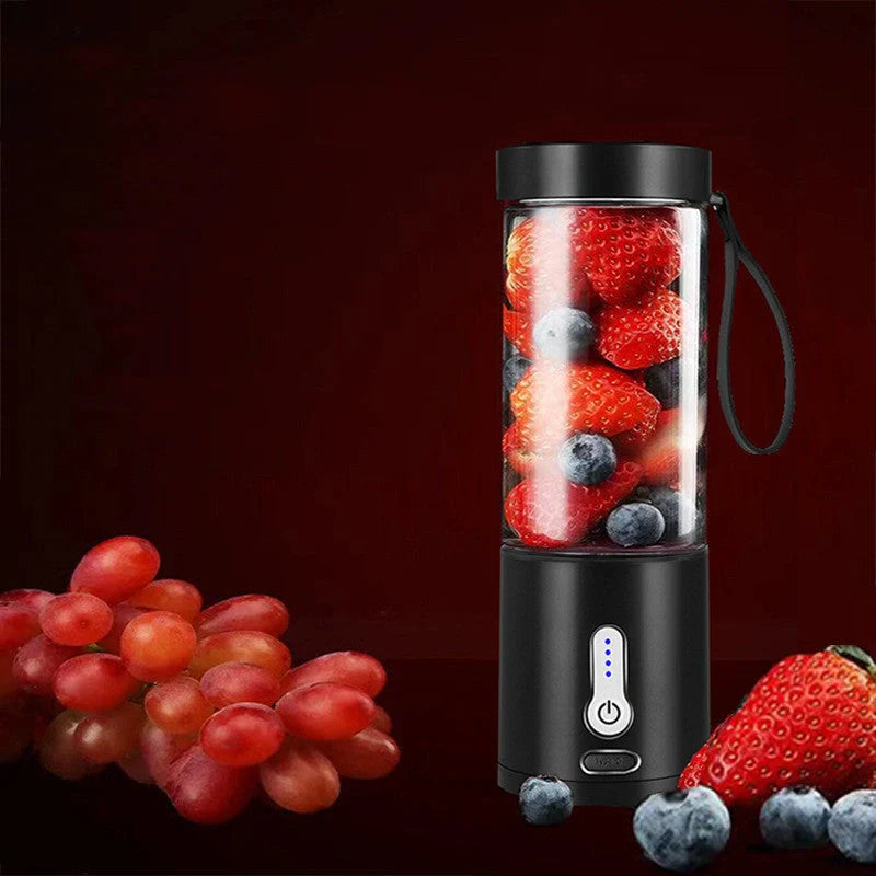 Hand Operated Portable Blender in black, white, blue, and rose red with 530ml capacity and 22001 rpm speed