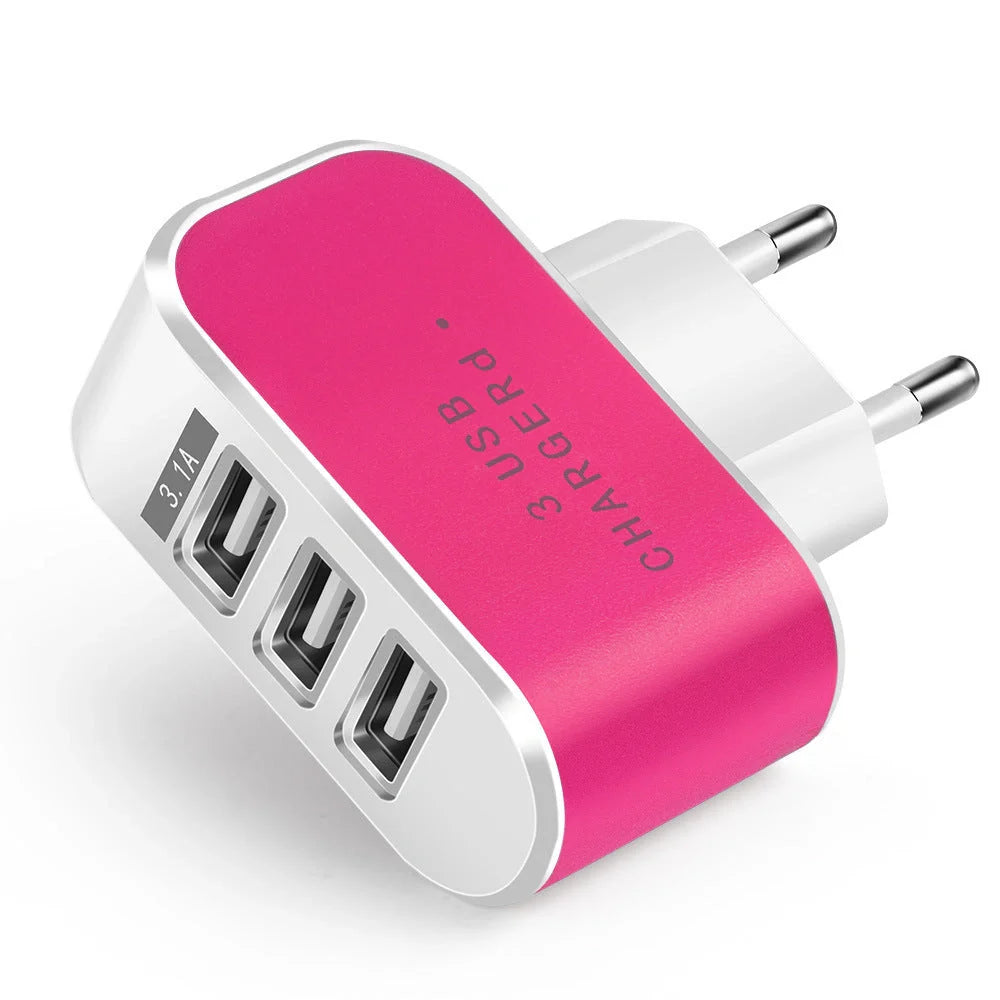 3USB Candy Charger with luminous indicator for European sockets