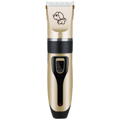 A precision dog hair trimmer with a quiet motor, featuring five speed settings, a titanium alloy fixed knife, and a long-lasting rechargeable battery for a stress-free grooming experience.