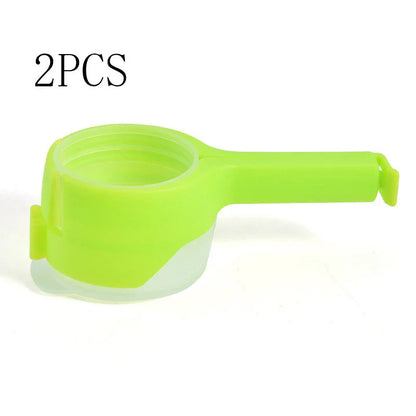 Premium food preservation clip with airtight seal and wide pouring spout to keep snacks fresh