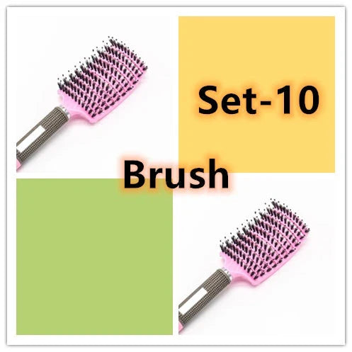 A premium hair brush with a sleek design, featuring soft bristles and a rounded massage function for healthy, detangled hair