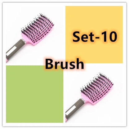 A premium hair brush with a sleek design, featuring soft bristles and a rounded massage function for healthy, detangled hair