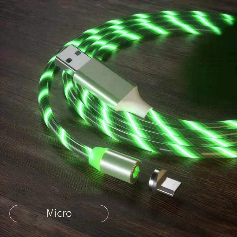Durable magnetic charging cable with fast charging capability, compatible with multiple devices.