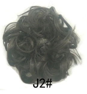 Synthetic wavy curly messy hair bun for women, 12cm diameter, high temperature wire