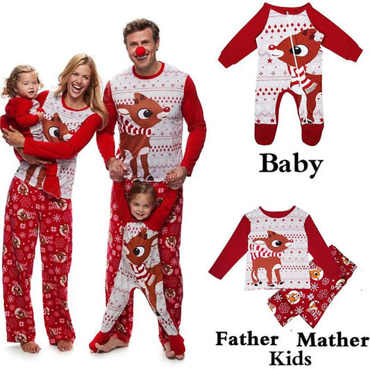 Festive family Christmas pajamas in a cozy cotton fabric with a playful fox print design