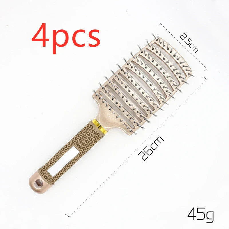 A premium hair brush with a sleek design, featuring soft bristles and a rounded massage function for healthy, detangled hair