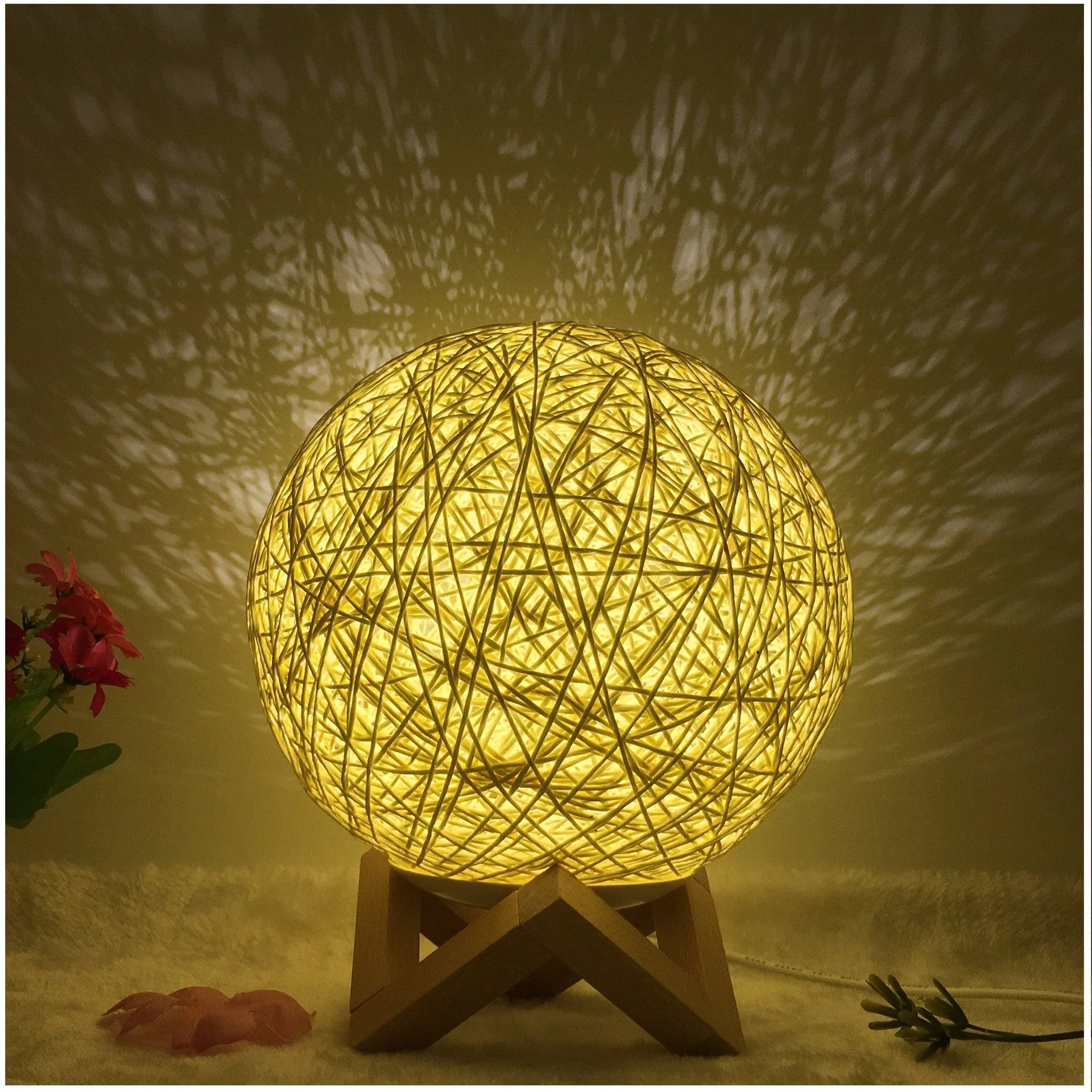 Creative Linen Table Lamp with LED Intelligent USB7 Colour RGB16 Remote Control