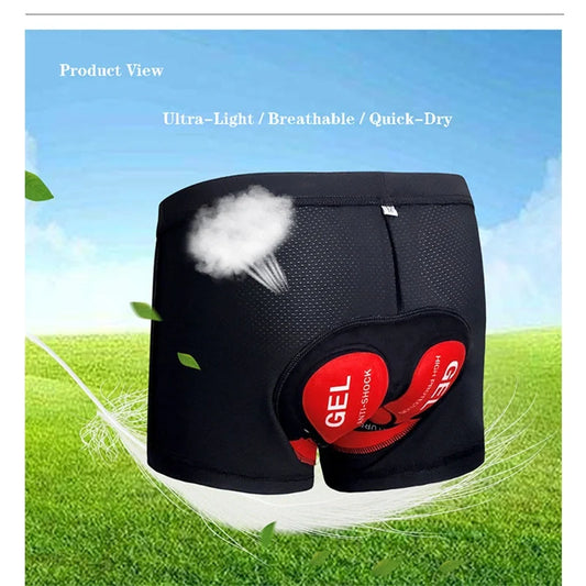 Cycling shorts with 3D gel padding in green, sizes S to XXXL