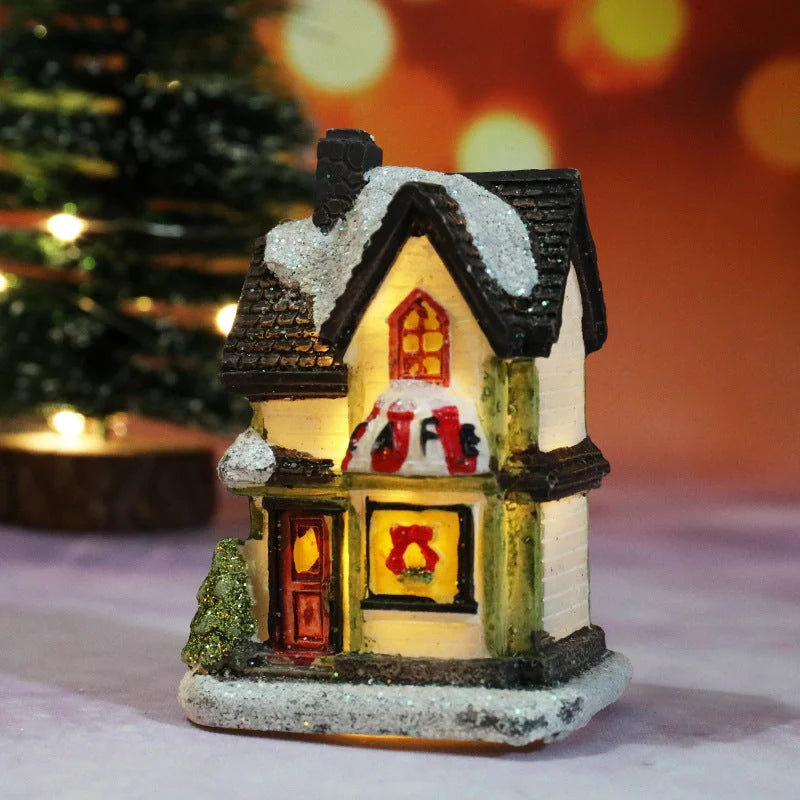 Compact Christmas Decorations Micro Landscape Resin House ornament with detailed design