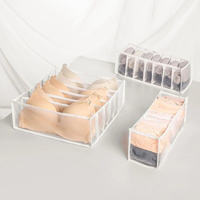 Drawer Type Finishing Grid Underwear Closet Storage Box in various colours