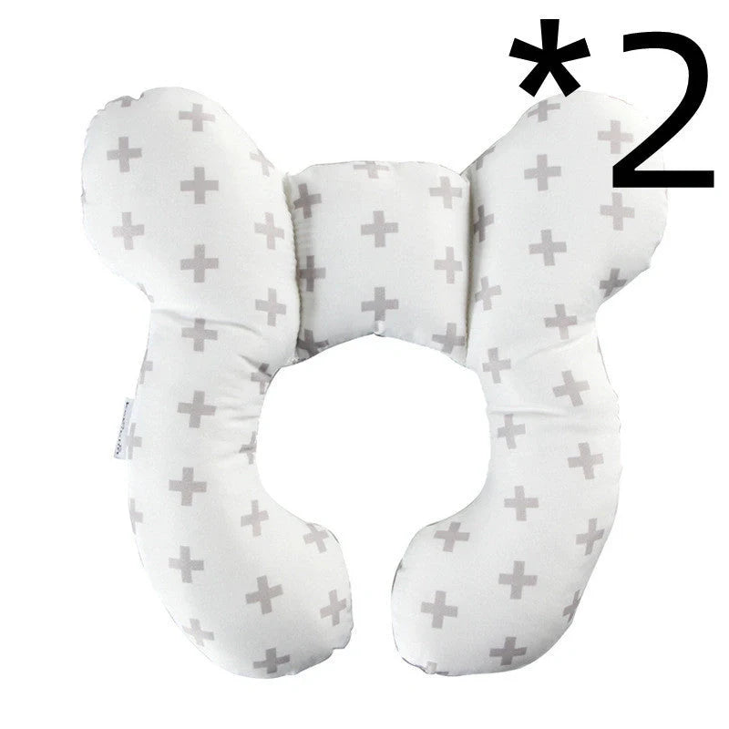 U-shaped baby head support pillow in pure cotton for car safety seats