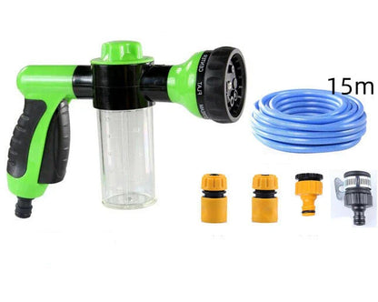 A premium high-pressure automotive foam sprayer with adjustable 8-in-1 spray settings for efficient car washing, garden maintenance, and household cleaning
