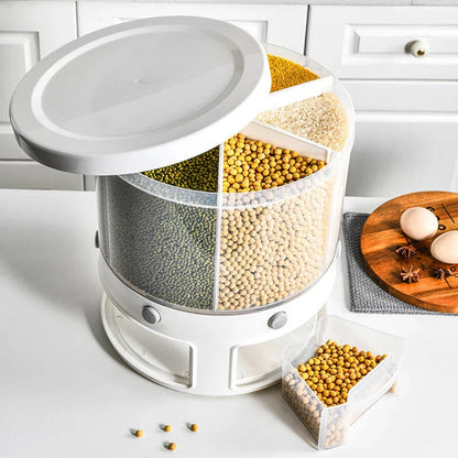 Versatile Food Storage Tank with Rotating Divider - keep grains, rice, and other pantry items fresh and neatly organised in your kitchen