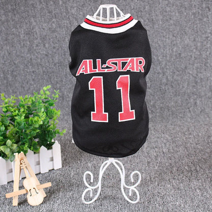 World Cup themed cotton dog vest in black and red for summer comfort