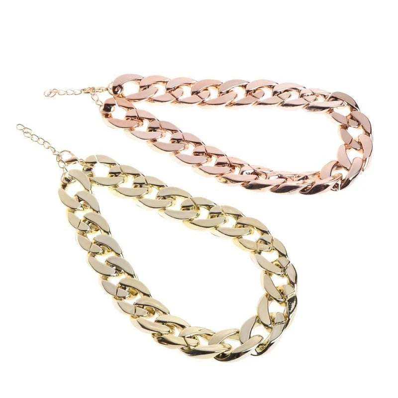 Stylish gold plated pet necklace with thick chain design, perfect for adding fashion and identification to small dogs and puppies
