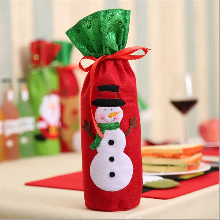 Festive Christmas wine bottle socks in vibrant colours, 14cm x 31cm