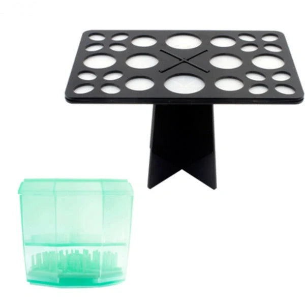 14-hole makeup brush holder in various colours for organising and drying brushes