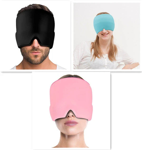 Soothing Ice Therapy Eye Mask for Headache and Migraine Relief, Flexible Gel Material, Adjustable Strap