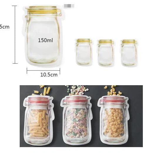 Reusable waterproof sealed snack storage bag with zipper, 1L capacity